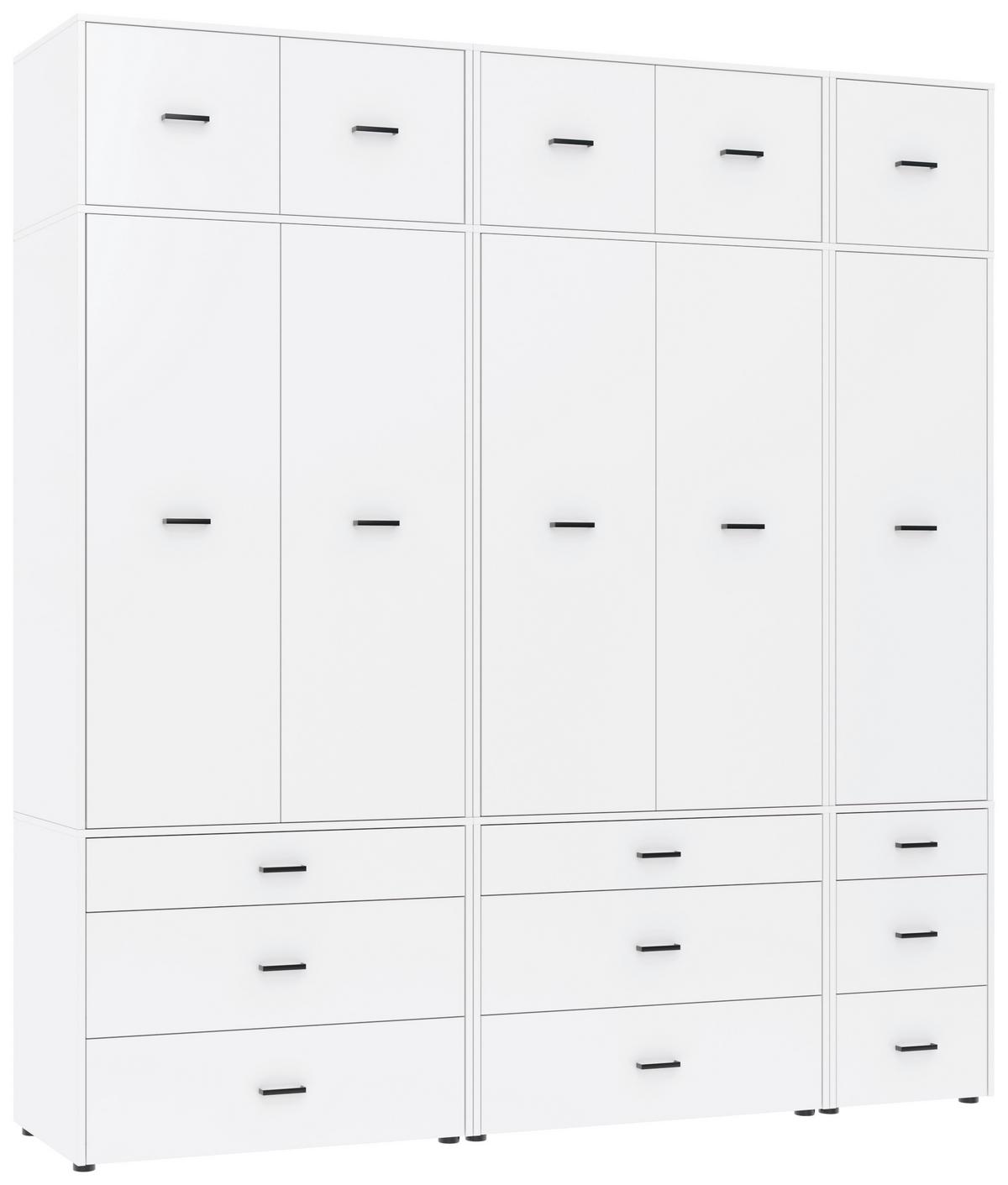 Kleiderschrank Kivo Weiß - Schwarz/Weiß, Basics, Holzwerkstoff/Kunststoff (225/239,40/52,1cm) - Based