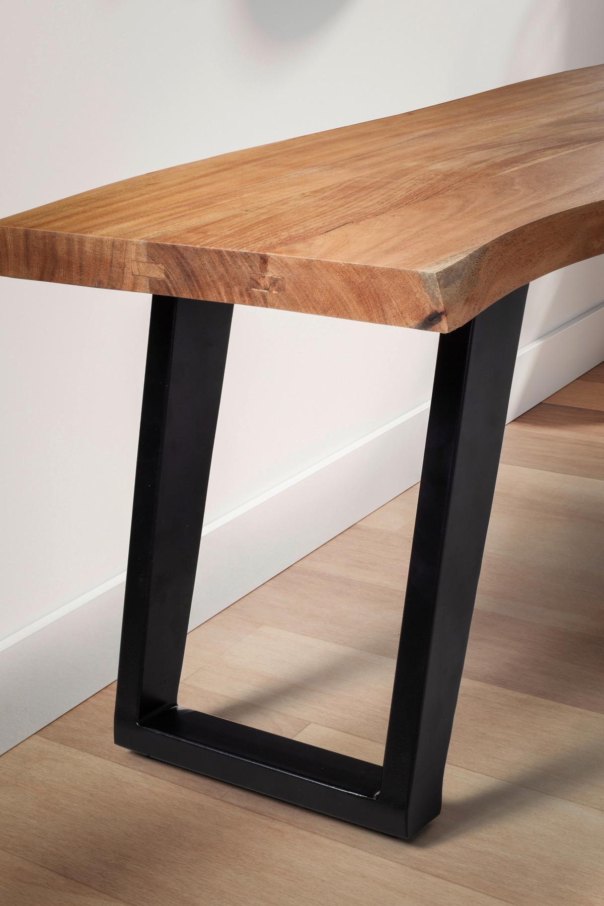 Gaderobenbank ca. 120x40x45,5cm Akazie Echtholz - Hellbraun/Schwarz, Design, Holz/Metall (120/40/45,5cm) - MID.YOU
