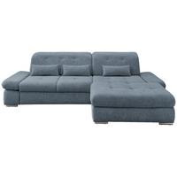 Wohnlandschaft Dalida Hellblau Chenille - Chromfarben/Hellblau, Design, Textil/Metall (300/196cm) - Livetastic