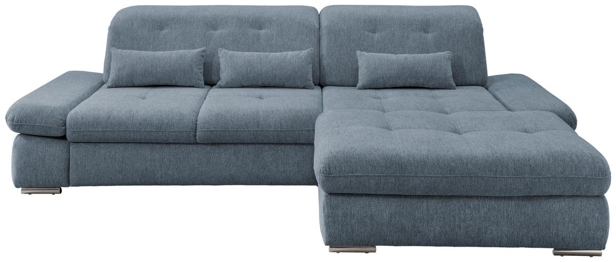 Wohnlandschaft Dalida Hellblau Chenille - Chromfarben/Hellblau, Design, Textil/Metall (300/196cm) - Livetastic