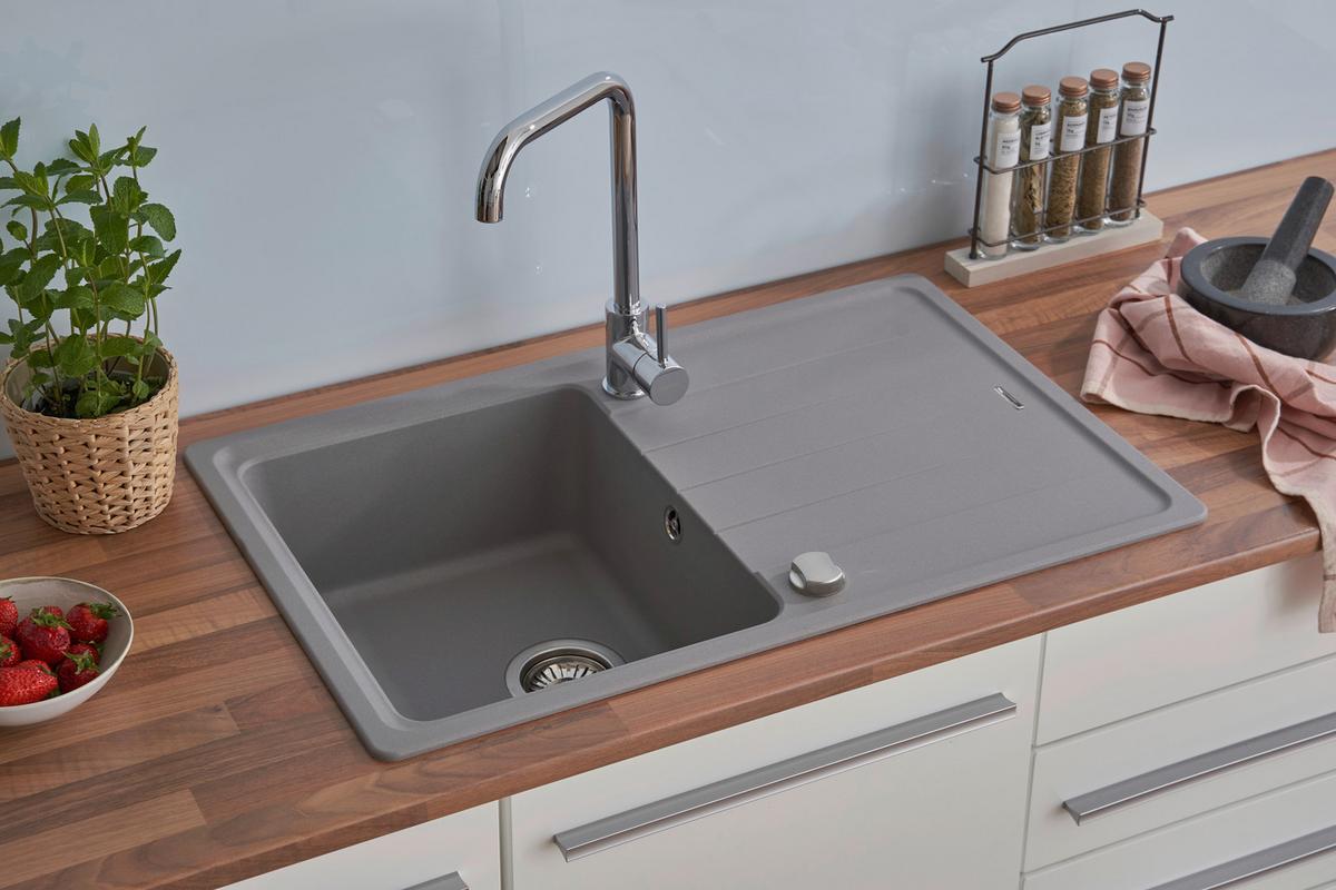 Granitspüle Columbia ca. 78x18,5x50 cm Grau - Grau, Trend, Stein (78/18,5/50cm) - Respekta