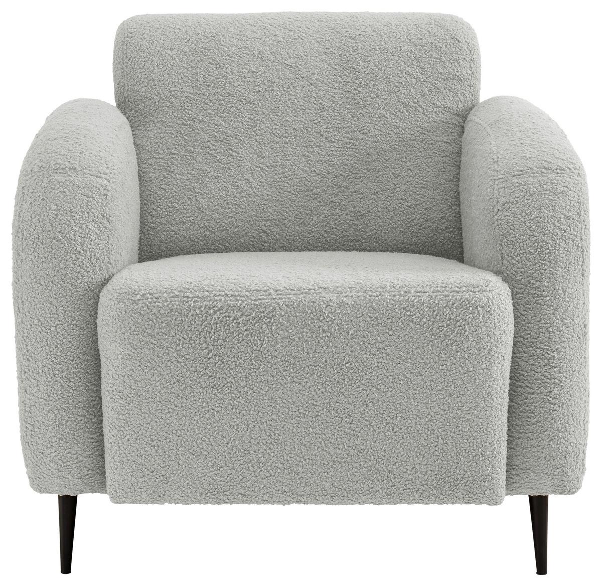 Sessel Marone Hellgrau Teddystoff - Hellgrau/Schwarz, MODERN, Textil/Metall (85/76/90cm) - Livetastic