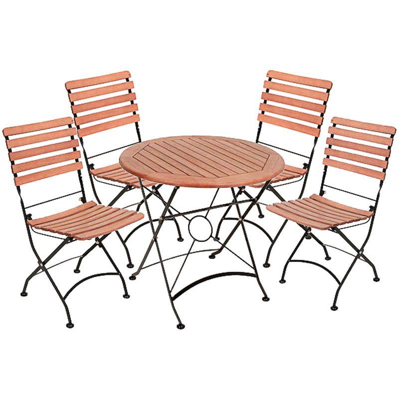Gartenmöbel-Set Wien 5-tlg. klappbar Holz - Eukalyptusholzfarben/Schwarz, Basics, Holz/Metall (46/90/39cm) - Gardenson