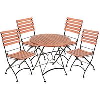Gartenmöbel-Set Wien 5-tlg. klappbar Holz - Eukalyptusholzfarben/Schwarz, Basics, Holz/Metall (46/90/39cm) - Gardenson