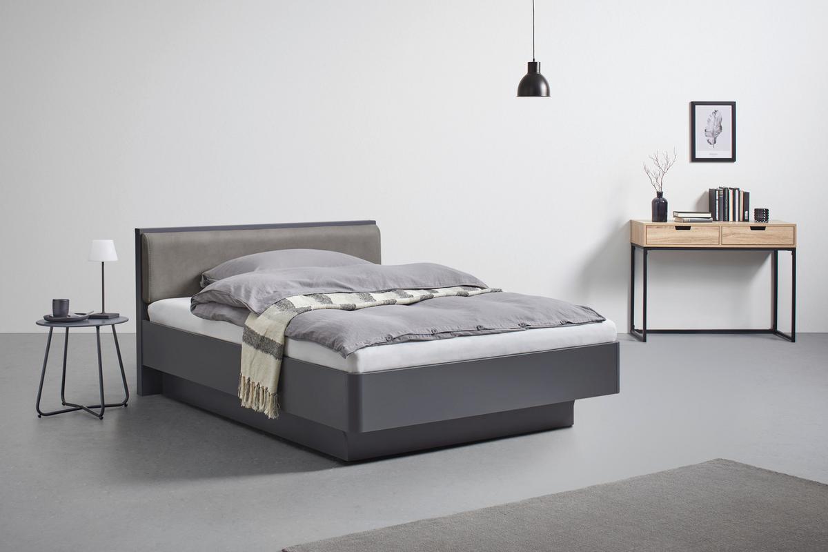 Polsterbett Mariello ca. 140x200cm Anthrazit/Hellbraun - Hellbraun/Anthrazit, MODERN, Holz/Textil (140/200cm) - Bessagi Home