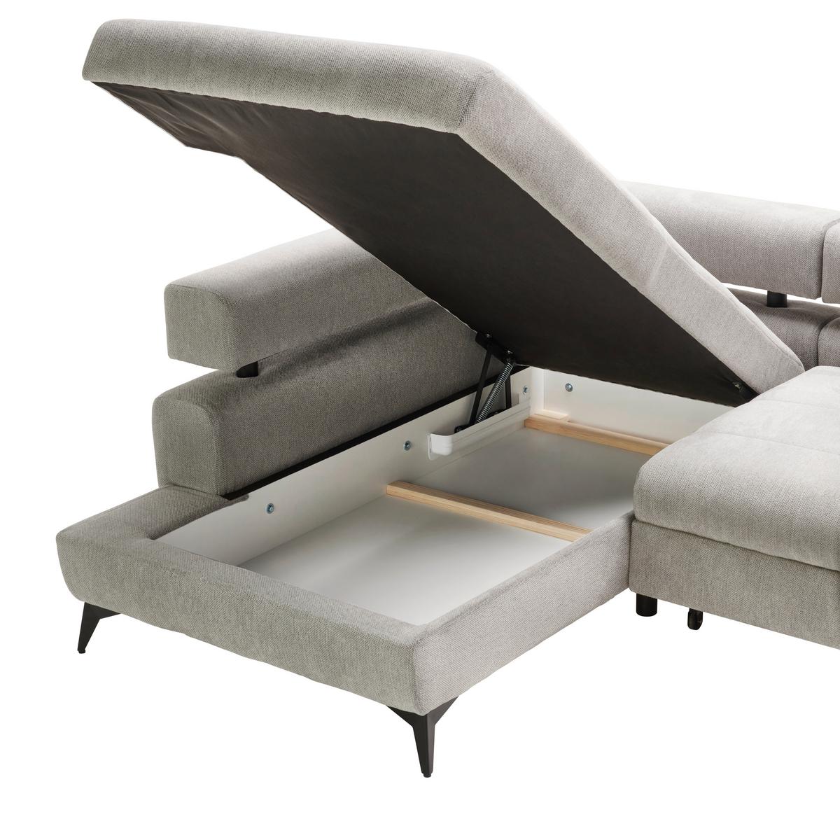 Kutna Garnitura Rosalie - svijetlo siva/crna, Konvencionalno, tekstil/metal (184/265cm) - Modern Living