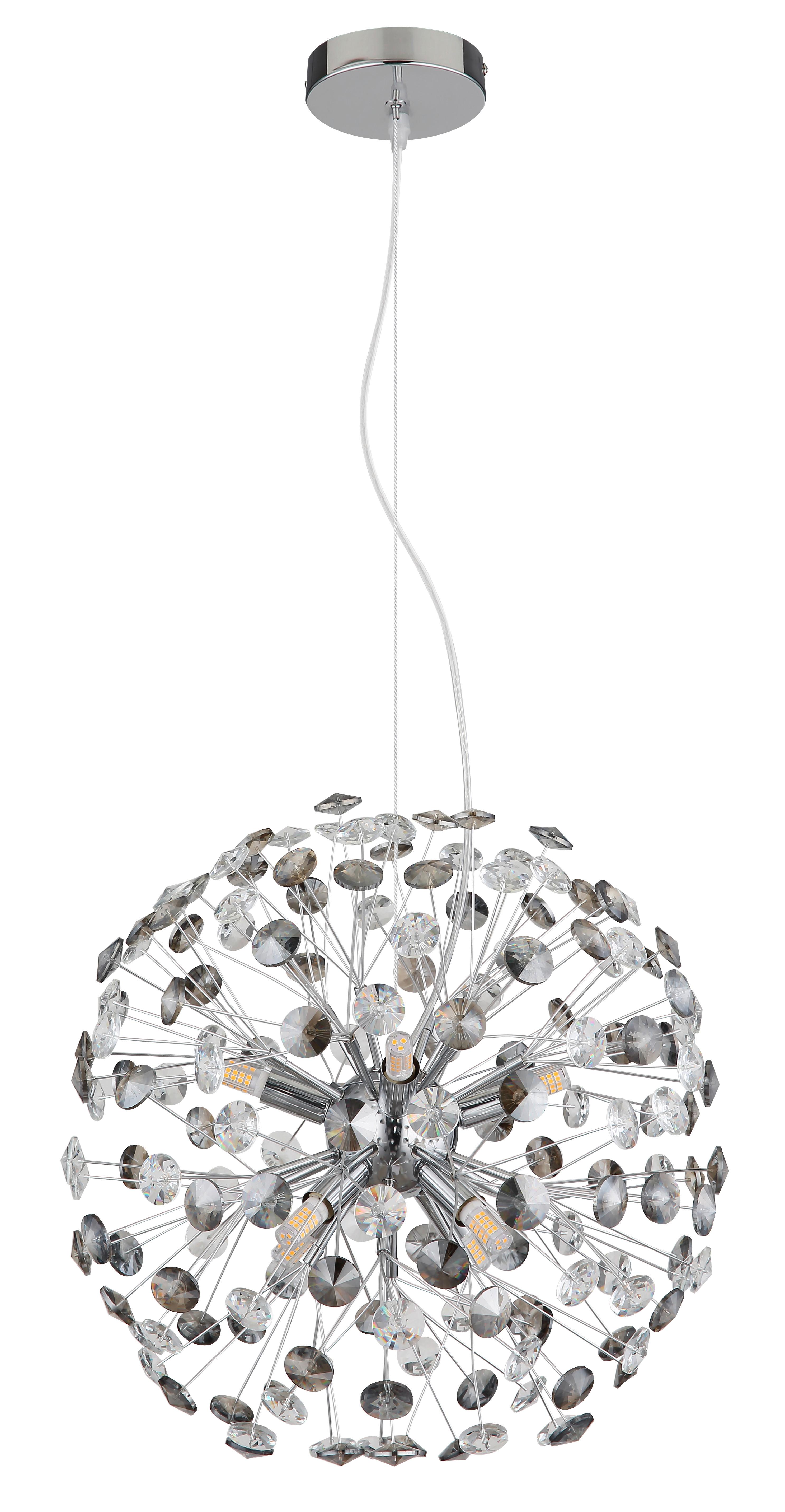 KRISTALL-HÄNGELEUCHTE 64135H1C  KATRINA - Klar/Chromfarben, Lifestyle, Glas/Kunststoff (40/150cm) - Globo