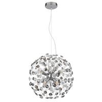 KRISTALL-HÄNGELEUCHTE 64135H1C  KATRINA - Klar/Chromfarben, Lifestyle, Glas/Kunststoff (40/150cm) - Globo