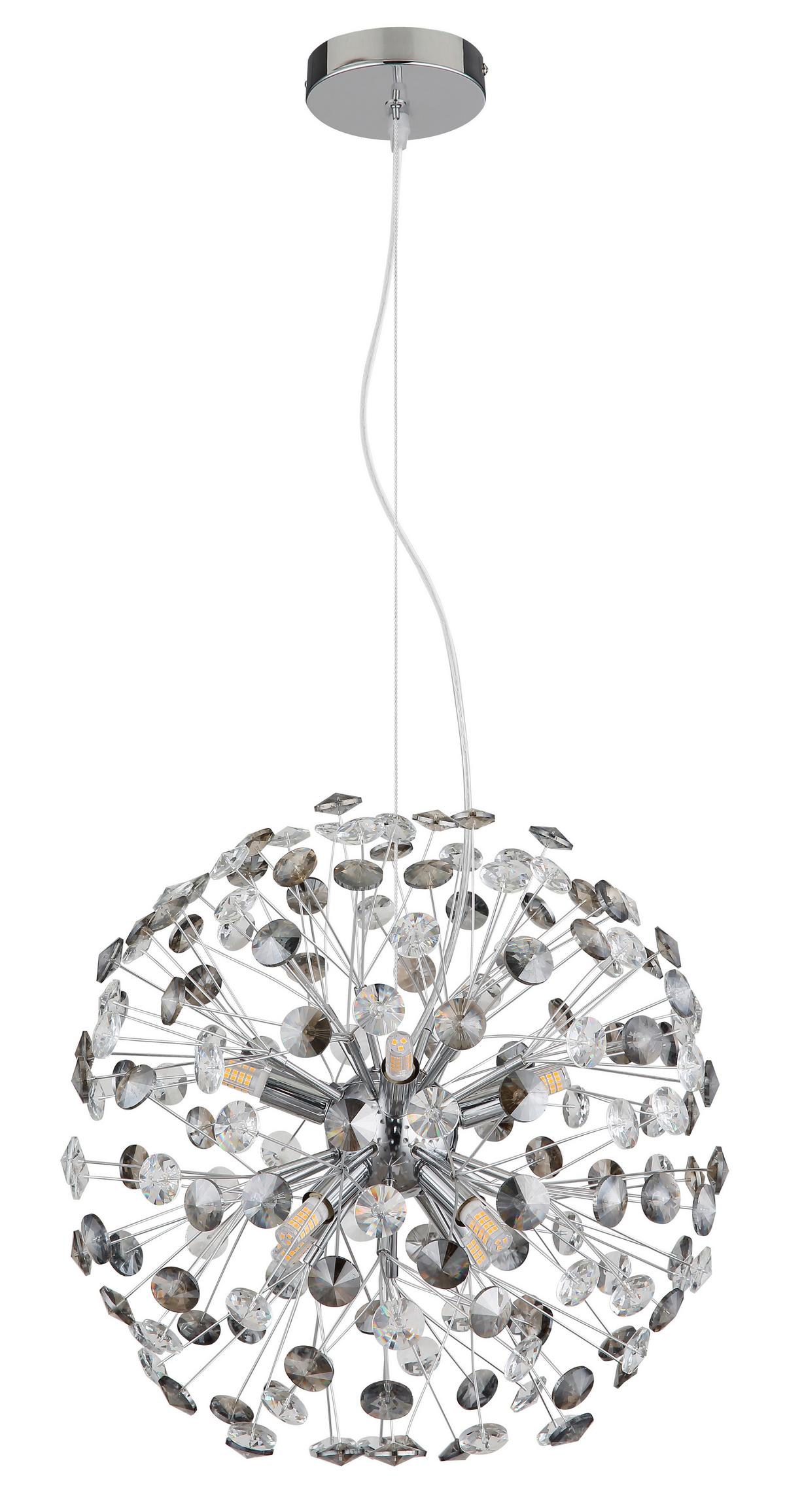 KRISTALL-HÄNGELEUCHTE 64135H1C  KATRINA - Klar/Chromfarben, Lifestyle, Glas/Kunststoff (40/150cm) - Globo