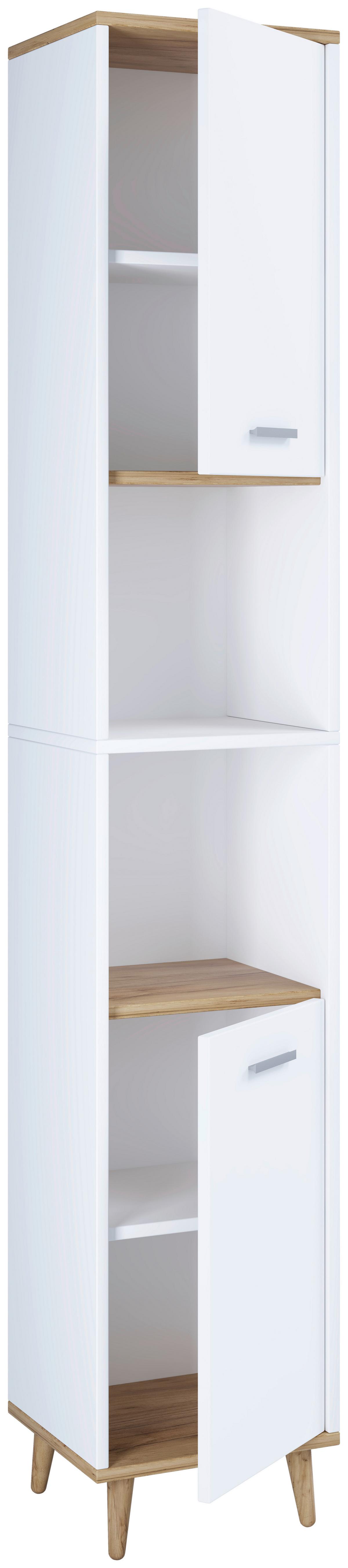 Badezimmer Landos ca. 124 cm Weiß/Honigeiche - Honigeiche/Weiß, MODERN, Holzwerkstoff (124cm) - MID.YOU