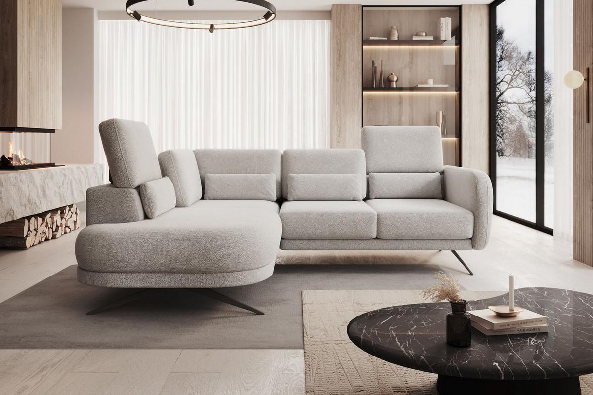 Coltar ILUSSIO L - gri deschis/crem, Modern (205-248/83-104/111cm) - Modern Living