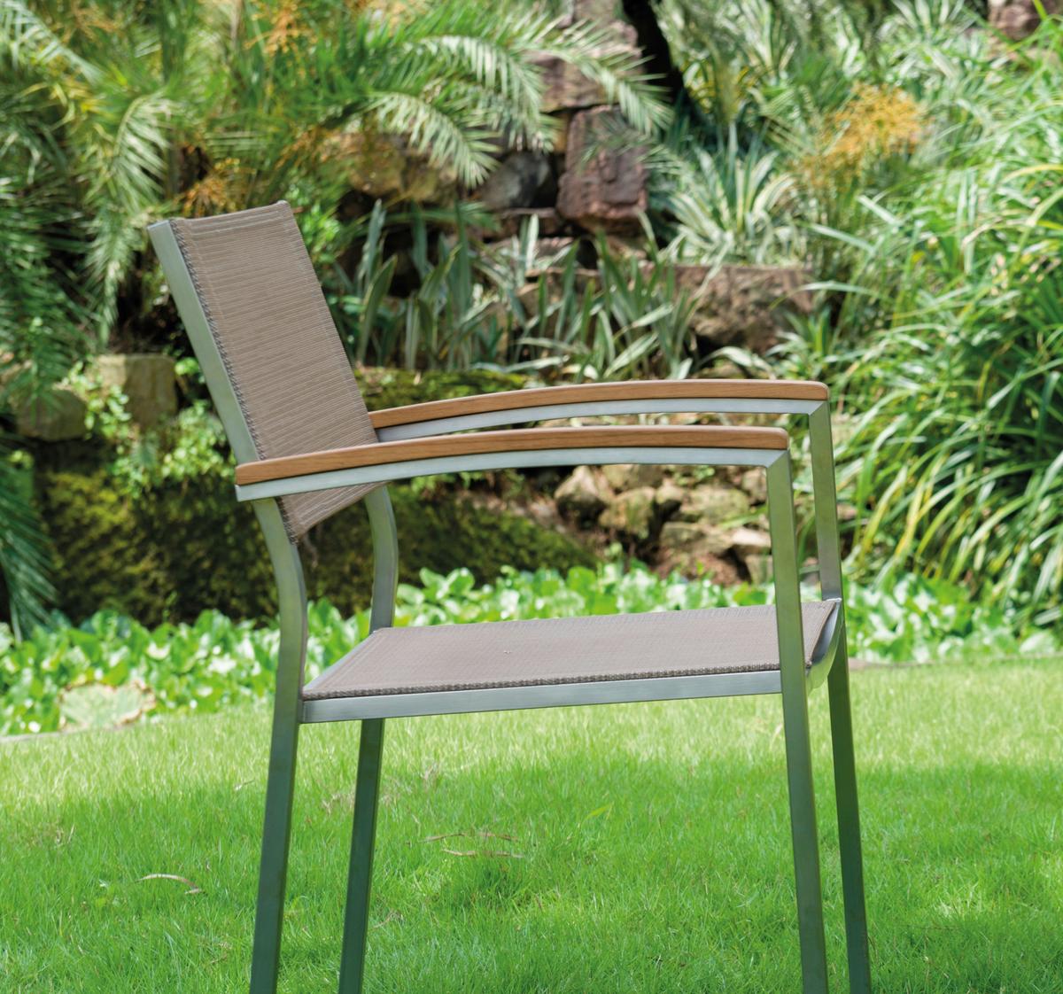 Vrtna Garnitura Skye - barva tikovine/platinaste barve, Basics, kovina/tekstil (150/75/90cm) - Gardenson