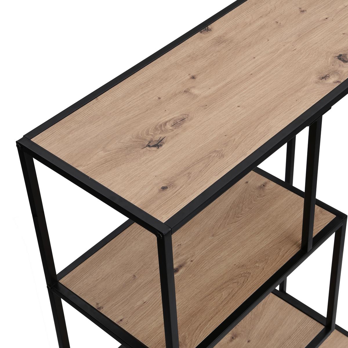 Polica Lilli - boje hrasta/crna, Moderno, drvni materijal/metal (77/185/33cm) - Modern Living