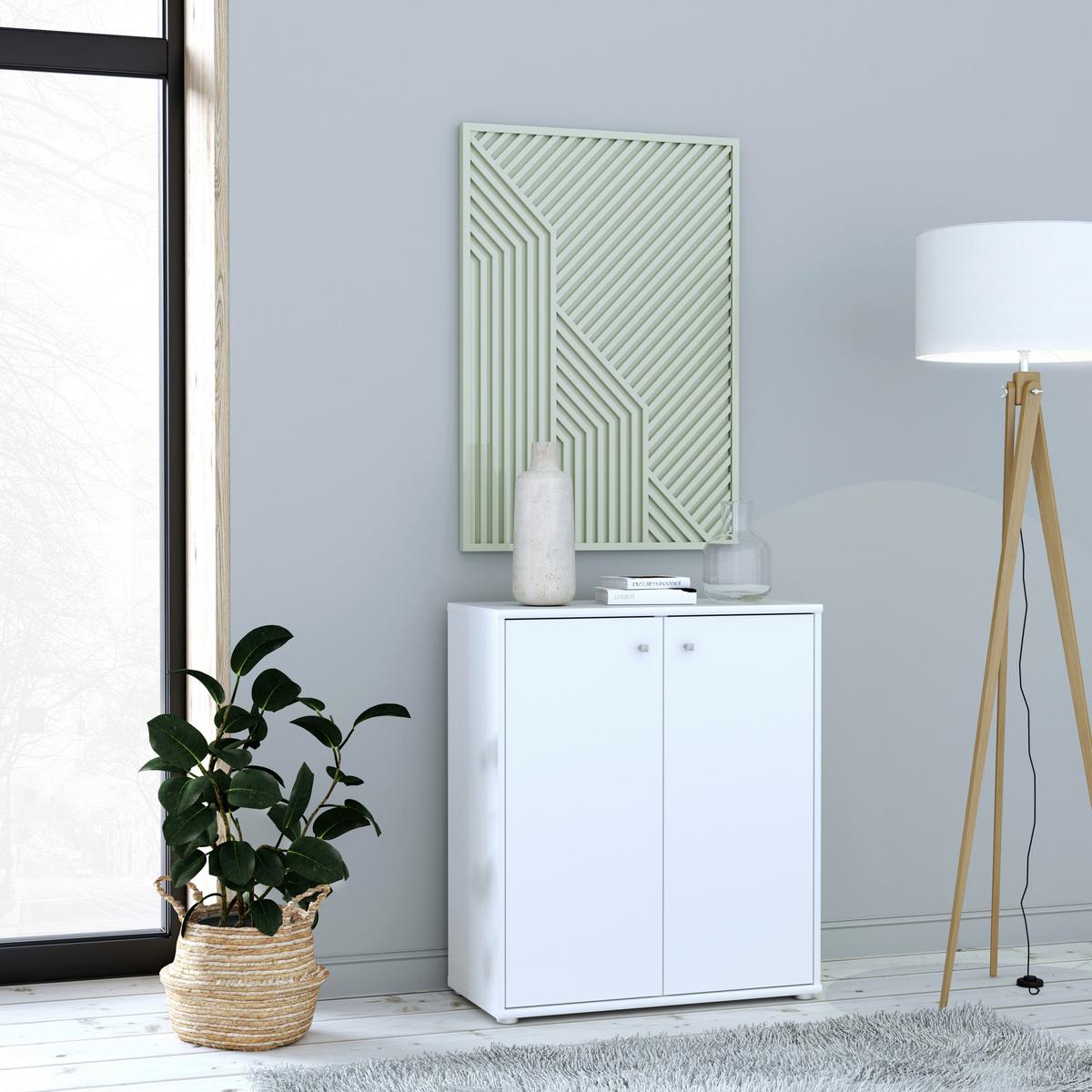 KOMODA TEMPRA 2 - biały/kolor aluminiowy, Design, materiał drewnopochodny (73,7/85,5/34,8cm)