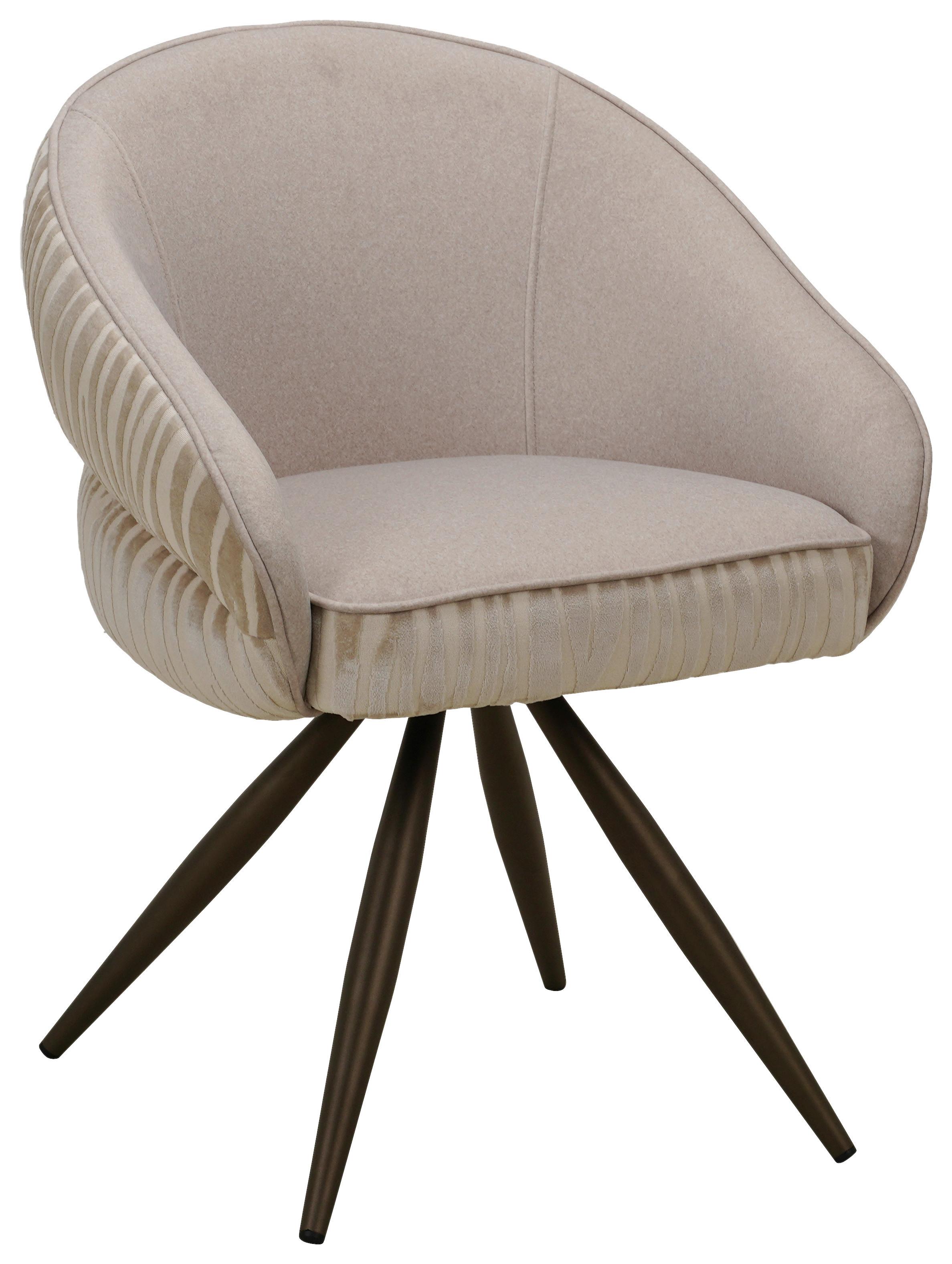 Armlehnstuhl Marty Beige/Schwarzbraun Webstoff - Schwarzbraun/Beige, MODERN, Holz/Textil (59/80/60cm) - Mömax