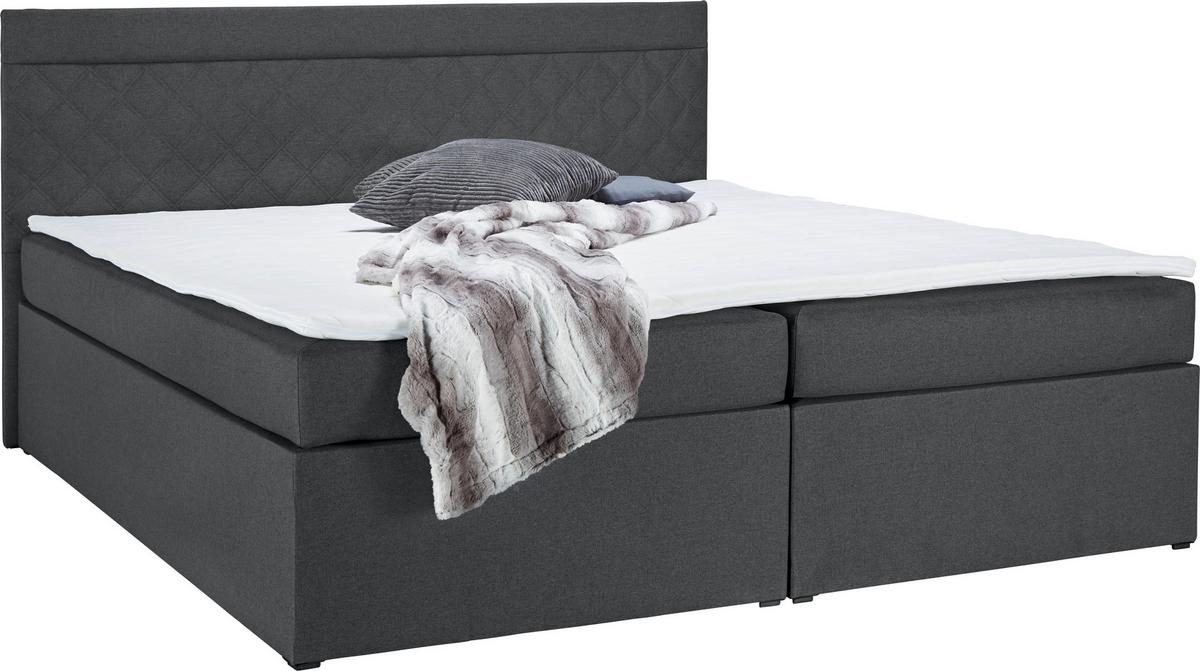 Pat tip boxspring fără arcuri ROSA - gri închis, Modern, lemn/textil (180/200cm) - Bessagi Home