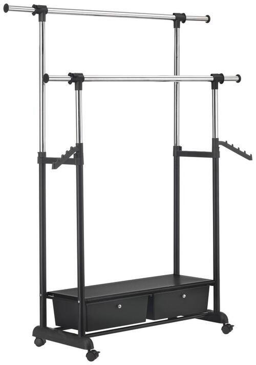 Mobilno Stojalo Za Oblačila Cuba, Črna, Krom - barve kroma/črna, Moderno, kovina/umetna masa (92-143/116-176/44cm)