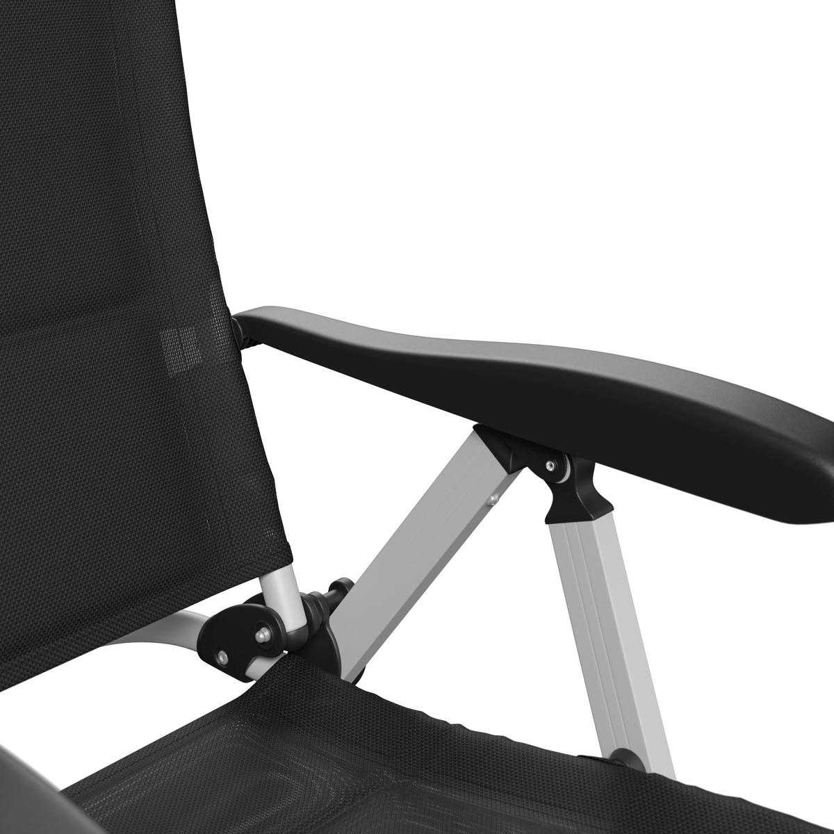 Gartenstuhl Geri Schwarz/Silberfarben - Silberfarben/Schwarz, Basics, Textil/Metall (74/117/60cm)