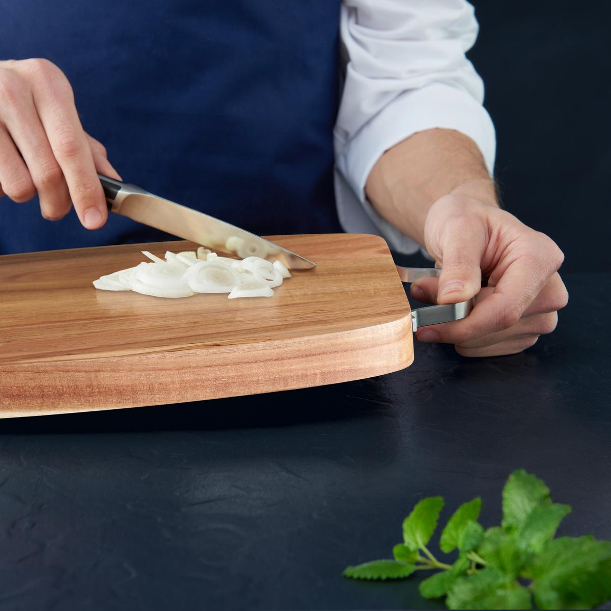 Schneidebrett Profi Line aus Echtholz - Akaziefarben, KONVENTIONELL, Holz/Metall (37/23/3cm) - Gourmesto