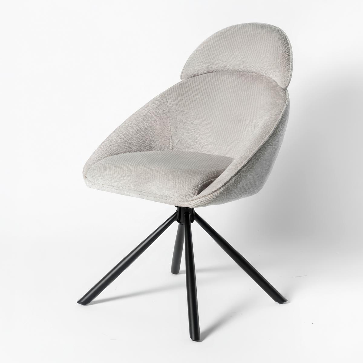 Armlehnstuhl Maira Hellgrau Webstoff Drehbar Gepolstert - Hellgrau/Schwarz, MODERN, Textil/Metall (59,5/93/66cm) - Bessagi Home