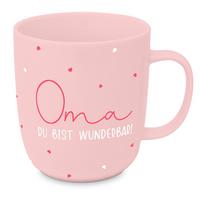 Kaffeebecher Oma aus Keramik ca. 400ml - Rosa/Weiß, MODERN, Keramik (9/10cm)