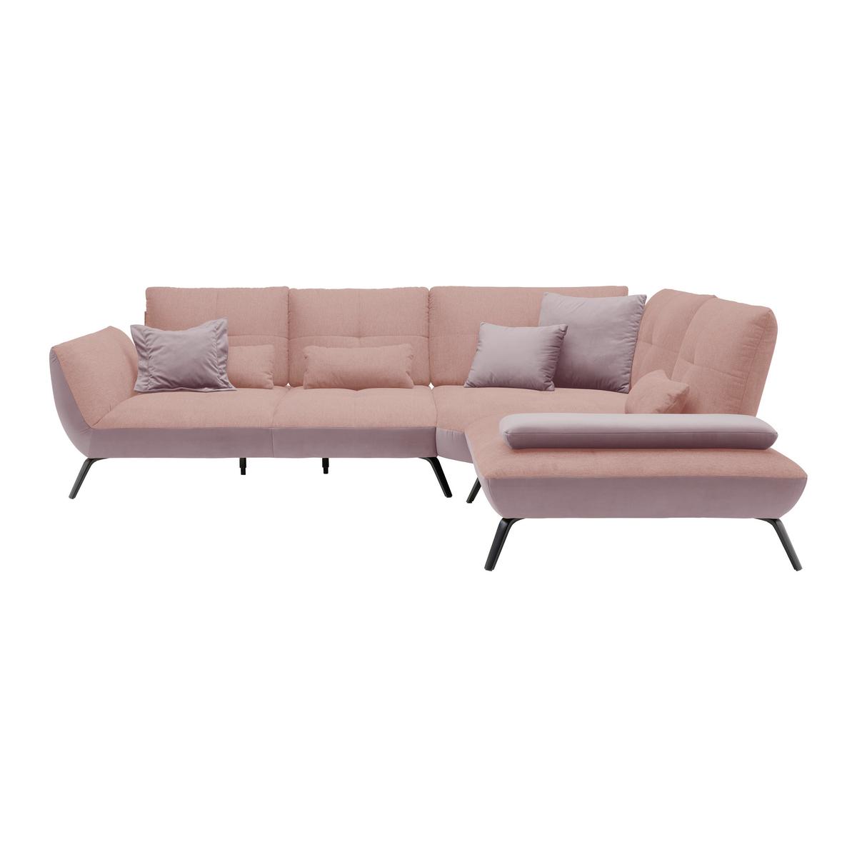 Wohnlandschaft Trendy Rosa/Flieder - Flieder/Schwarz, Modern, Holzwerkstoff/Textil (310/93/250cm) - Premium Living