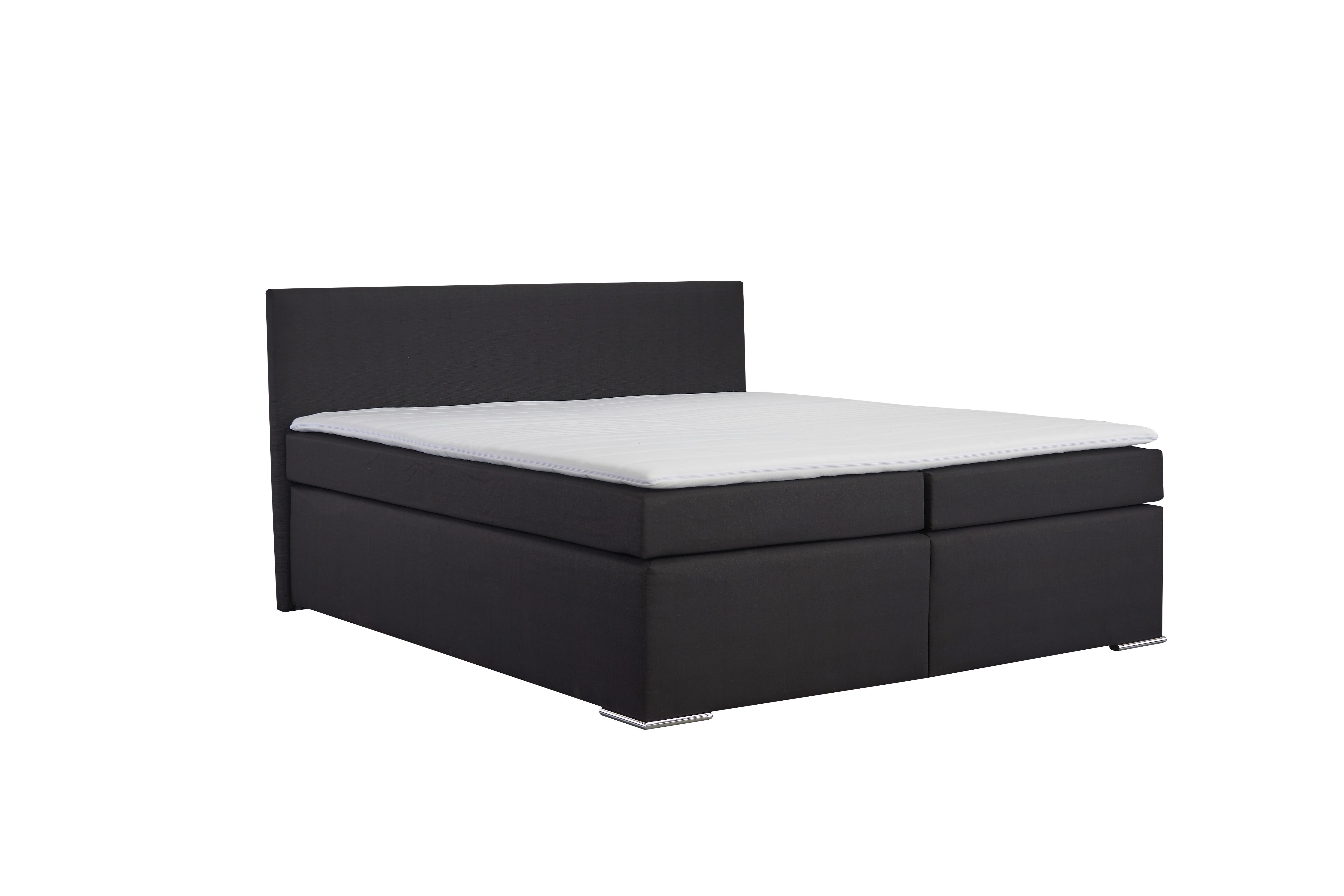 Postelja Boxpring Nero -Based-, Črna, 180x200 - barve kroma/črna, Konvencionalno, kovina/tekstil (180/200cm) - Based
