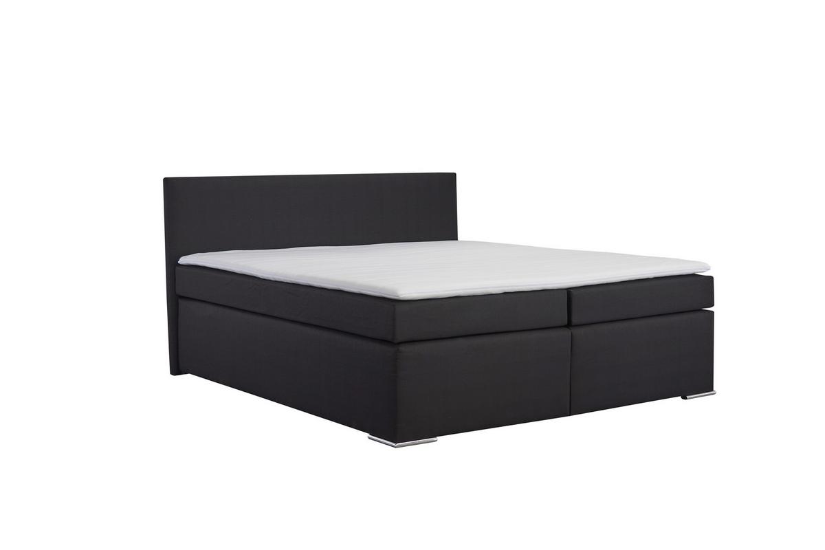 ŁÓŻKO BOXSPRING NERO -PH- - czarny/kolor chromowy, Konventionell, metal/tkanina (180/200cm)