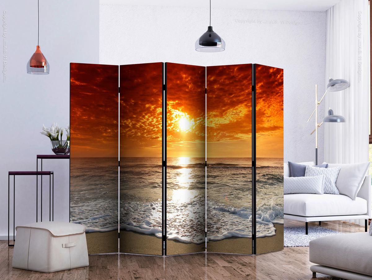 Paravan Marvelous Sunset I, 5-Delni, Akustičen - večbarvno, Basics, umetna masa/tekstil (225/172/3cm) - artgeist