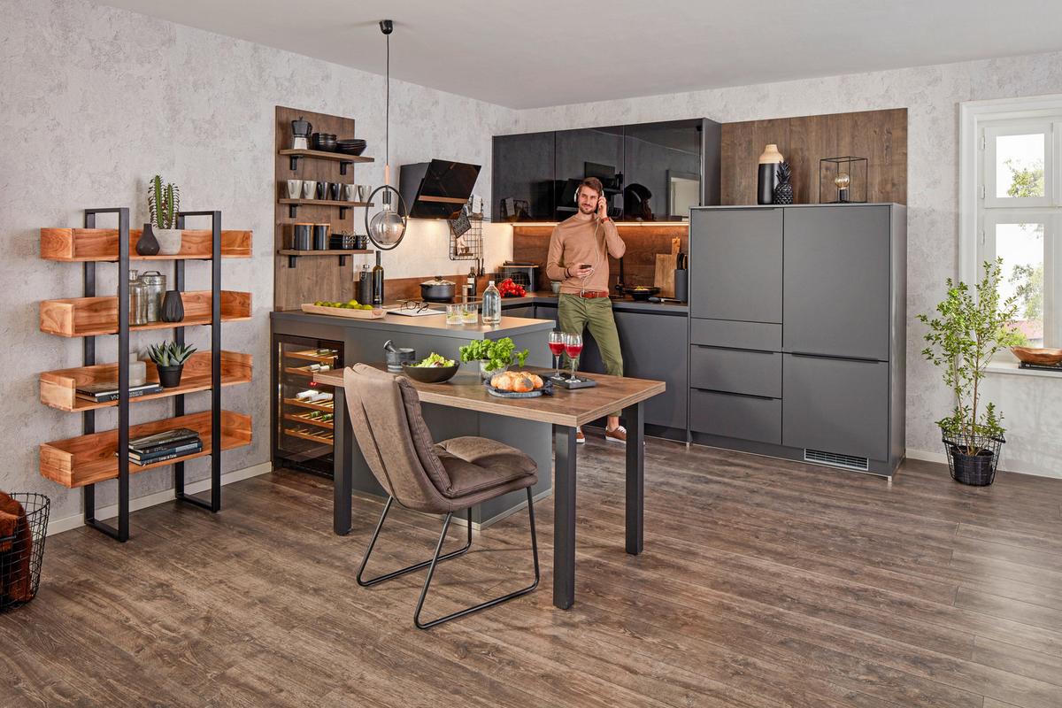 Einbauküche IP3150 - Graphitfarben, MODERN, Holzwerkstoff (255/305cm) - Impuls
