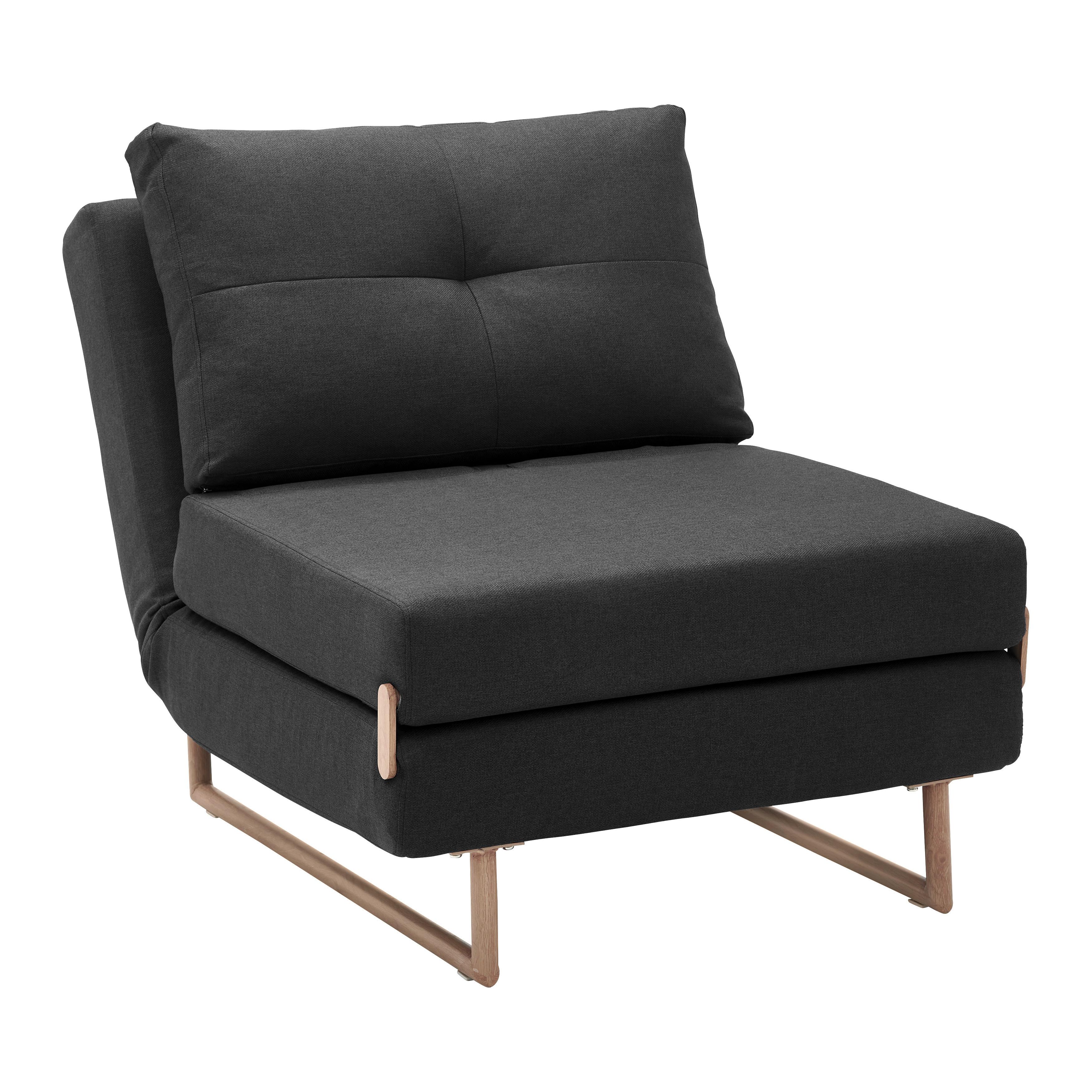 Schlafsessel Malic Dunkelgrau Webstoff - Dunkelgrau/Eichefarben, MODERN, Textil/Metall (80/84/90cm) - Bessagi Home