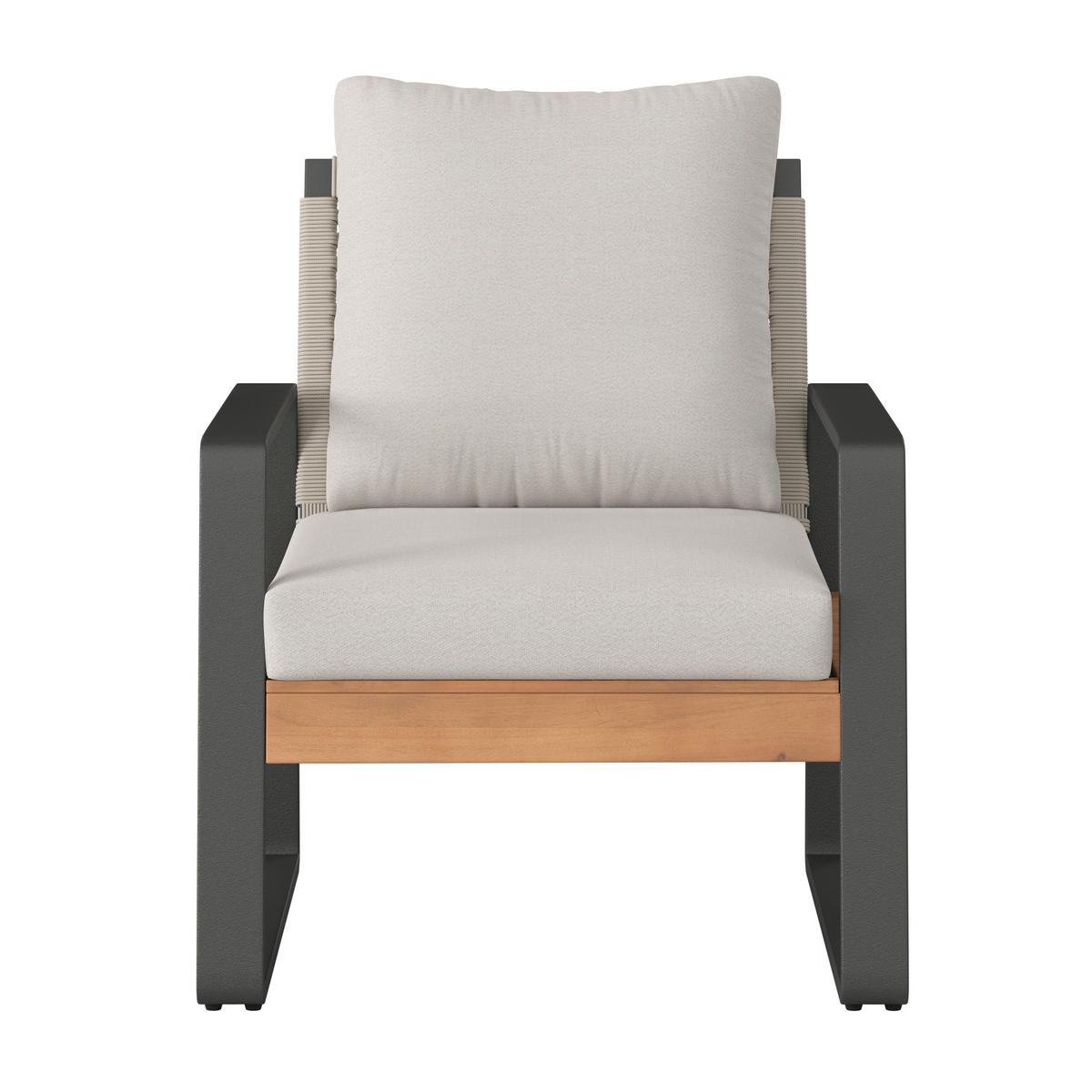 Loungegarnitur Alexa Creme Outdoorstoff/Metall +Abdeckung - Anthrazit/Creme, MODERN, Holz/Textil (150/81/85,5cm) - Bessagi Garden