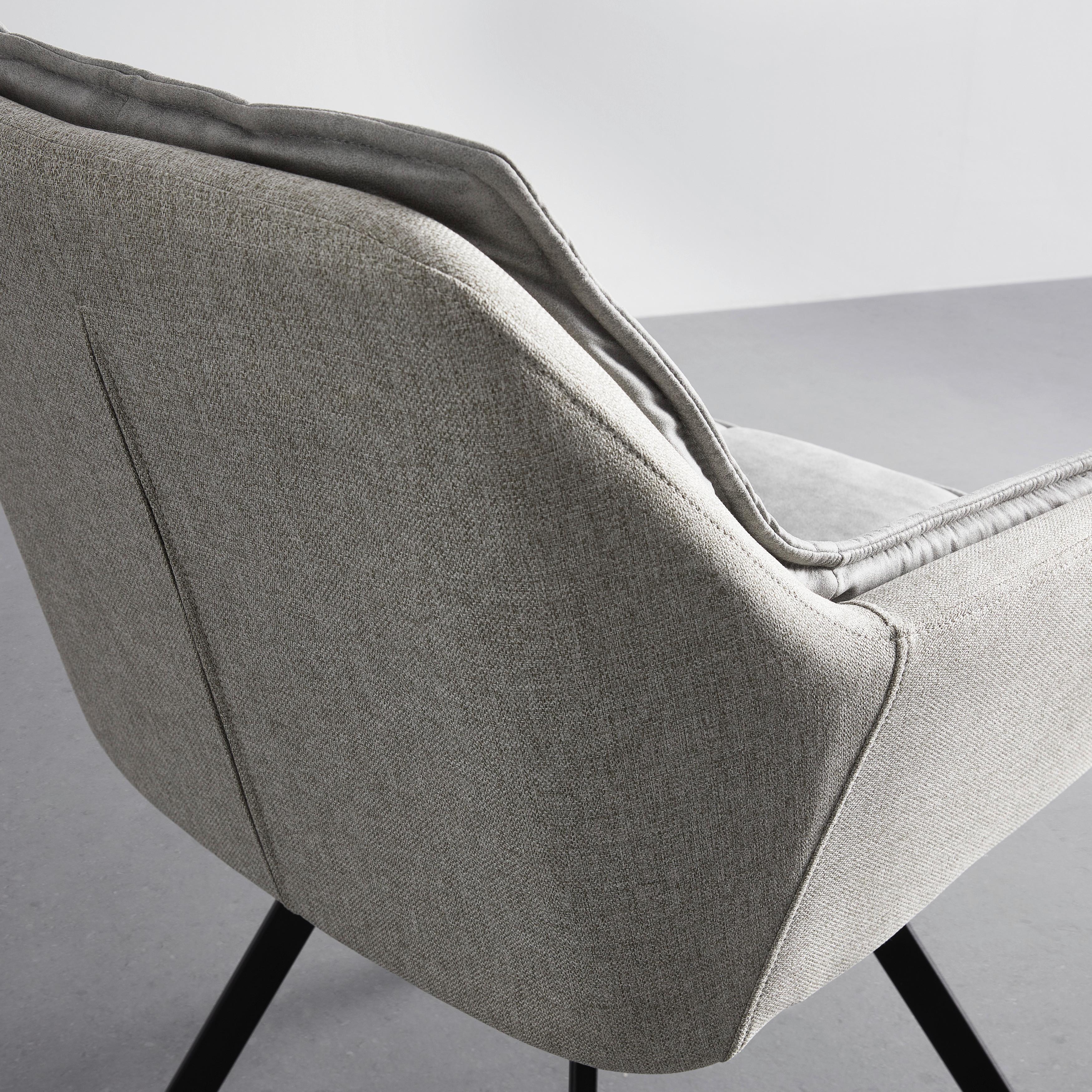 STOL MED ARMSTÖD BILLY - beige/svart, Modern, metall/trä (62/85/62cm) - Bessagi Home