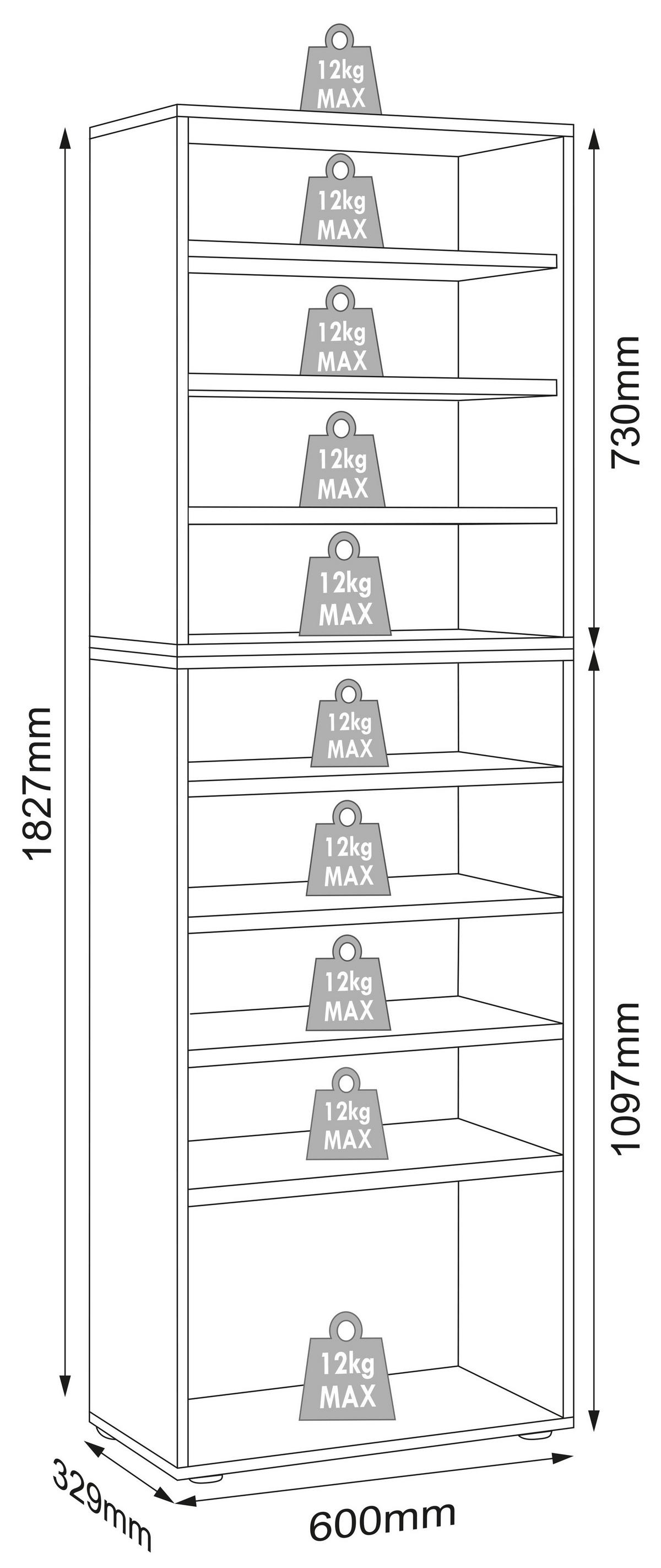 Regal Za Čevlje Salia, Antracit, Barva Hrasta - črna/medeni hrast, Design, umetna masa/leseni material (60/183/33cm) - MID.YOU