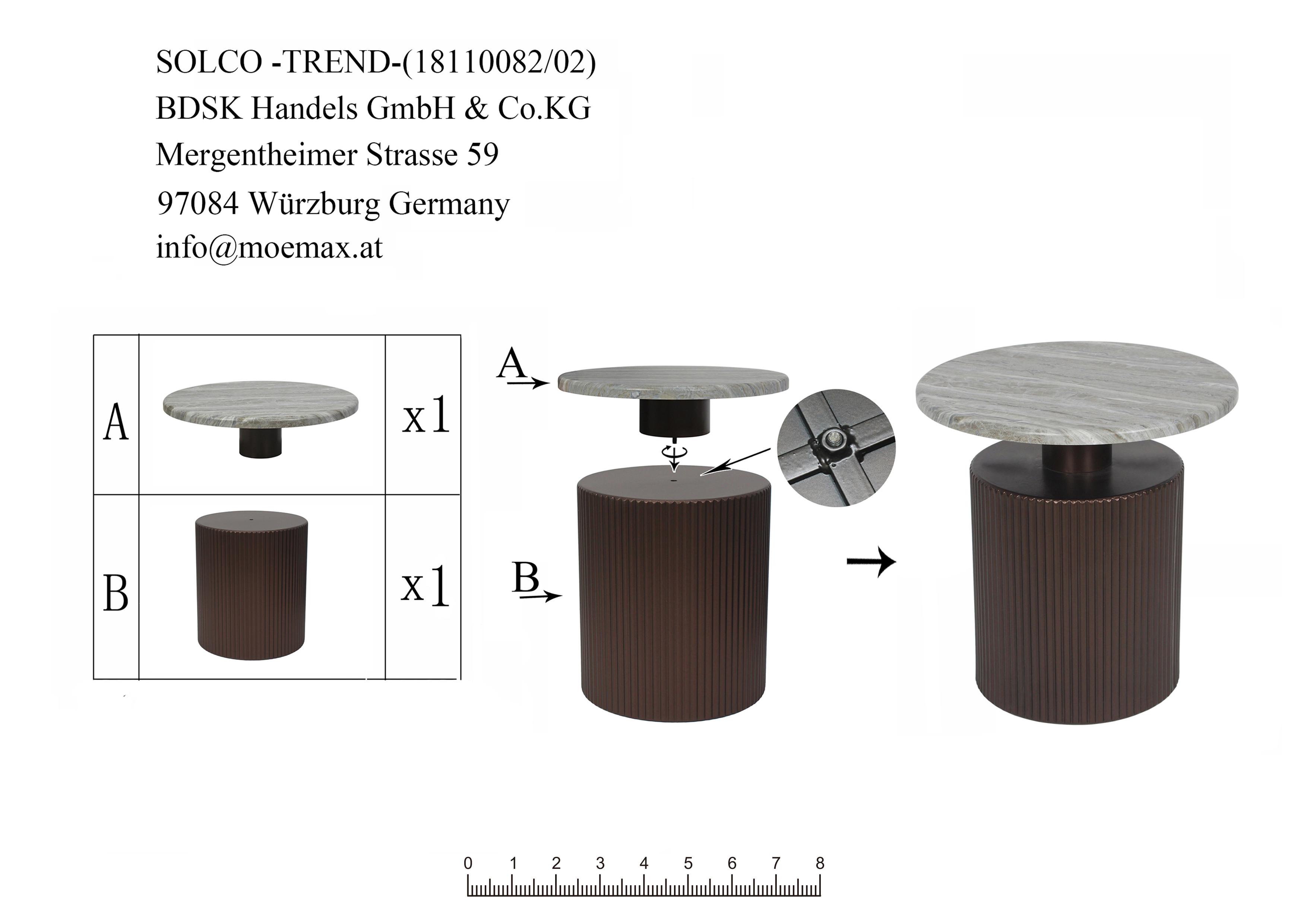 SOFFBORD SOLCO -TREND- - bronsfärgad/naturfärgad, Lifestyle, metall/trämaterial (44/46cm) - Premium Living