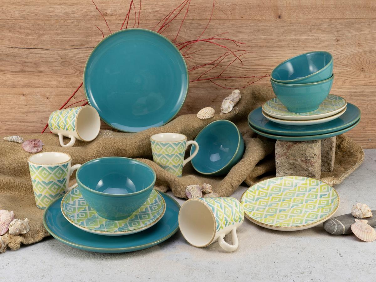 Kombiservice Sevilla Türkis, 16-teilig - Keramik (43,5/26,5/40cm) - Creatable