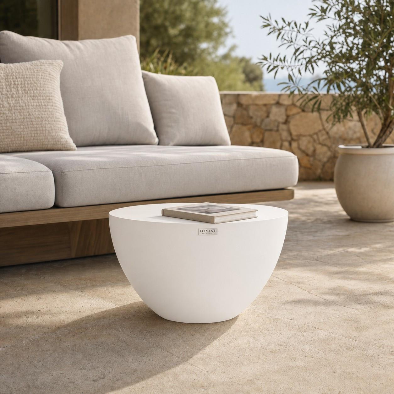 Loungetisch Chronos Faserbeton Weiß - Weiß, KONVENTIONELL, Stein (66/41cm) - Gardenson