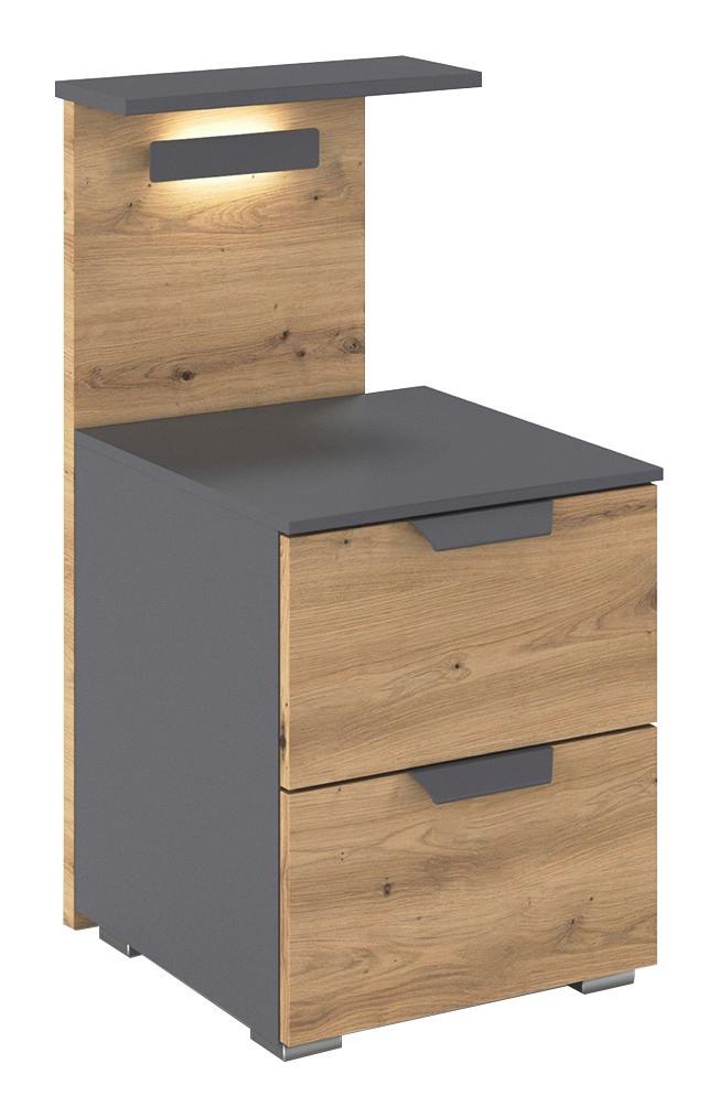 Noćni Ormarić Karpo - siva/hrast Artisan, Moderno, drvni materijal/plastika (40/82/48cm) - Premium Living