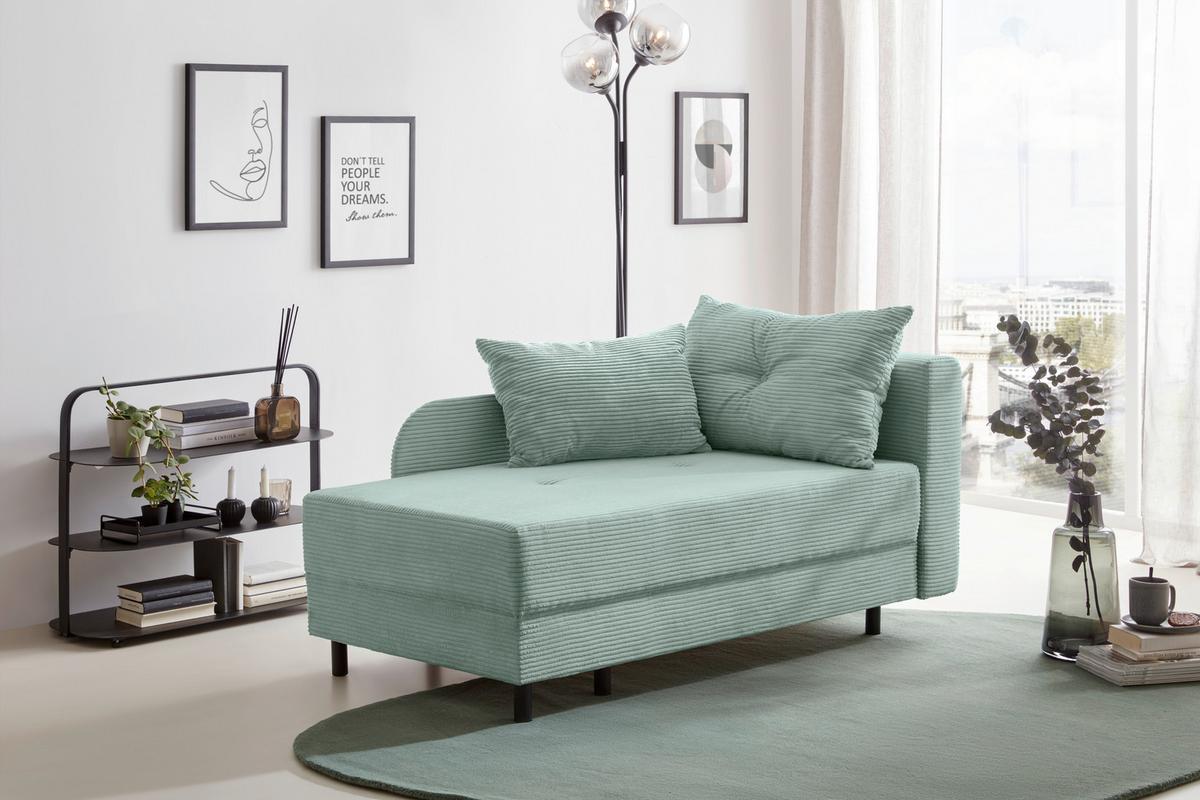 Liege Nova Salbeigrün - Salbeigrün/Schwarz, MODERN, Holz/Textil (145/62/85cm) - Mömax