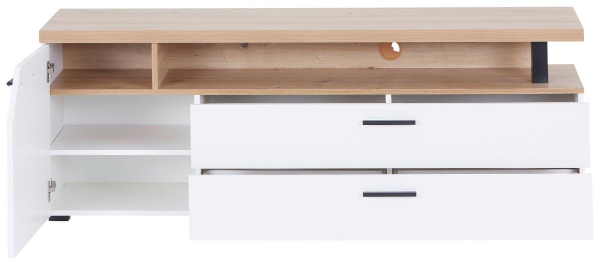 Tv Komoda Nico - bijela/hrast Artisan, Moderno, drvni materijal/plastika (160/58,4/40cm) - Modern Living