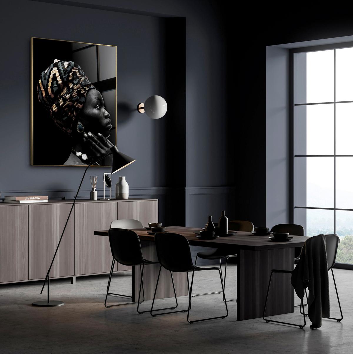 Glasbild Schwarz/Goldfarben ca.80x120cm - Goldfarben/Schwarz, Basics, Glas/Holz (80/120cm)