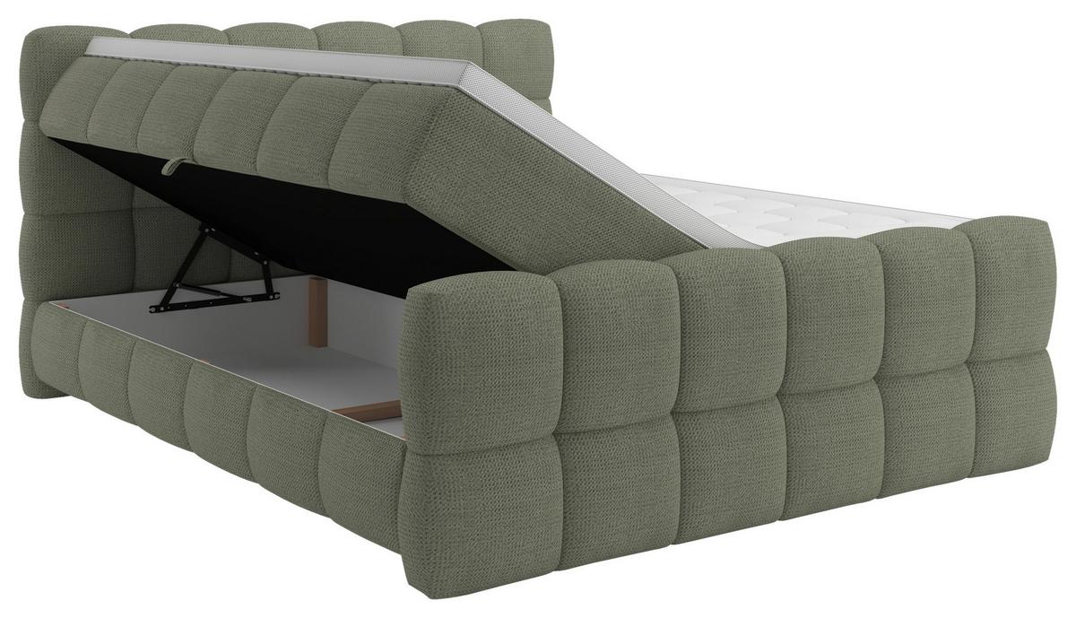 Boxspring Krevet Brisbane - zelena/crna, Trend, drvni materijal/drvo (180/200cm) - Premium Living