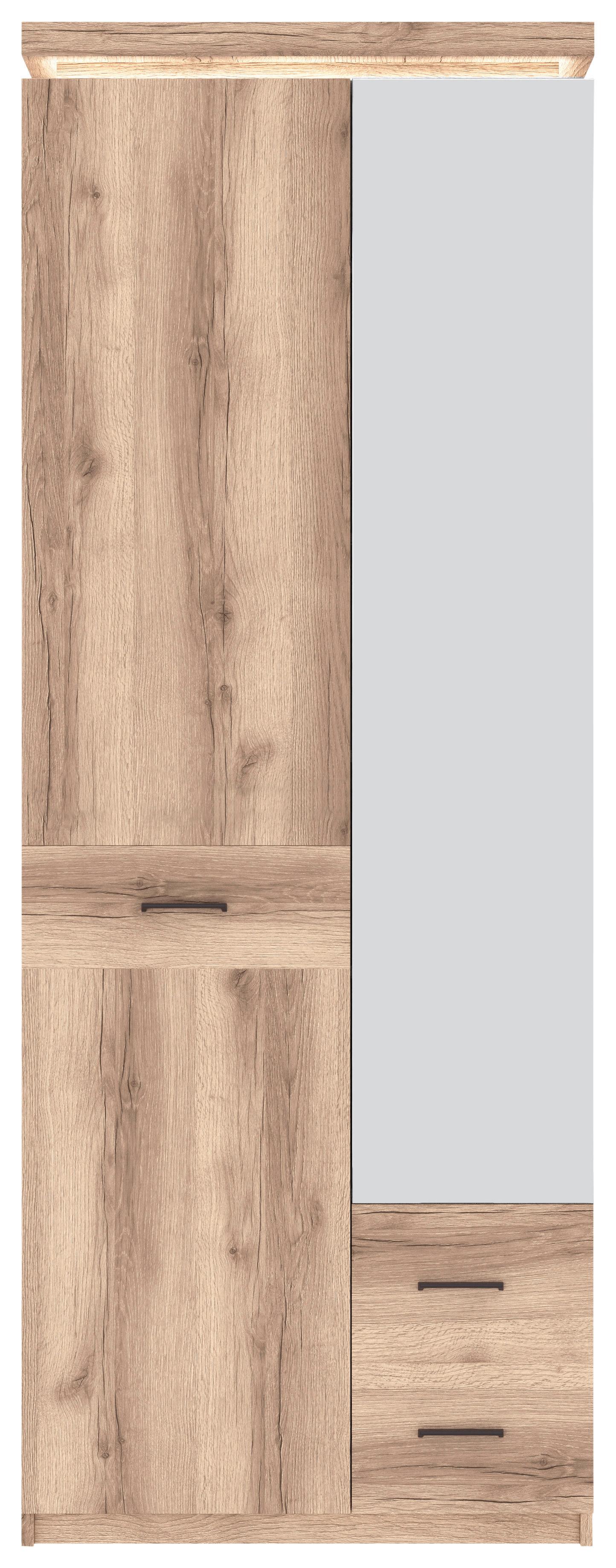 Garderobni Ormar Vancouver - boje hrasta/antracit, Moderno, staklo/drvni materijal (75/198/38cm) - Premium Living