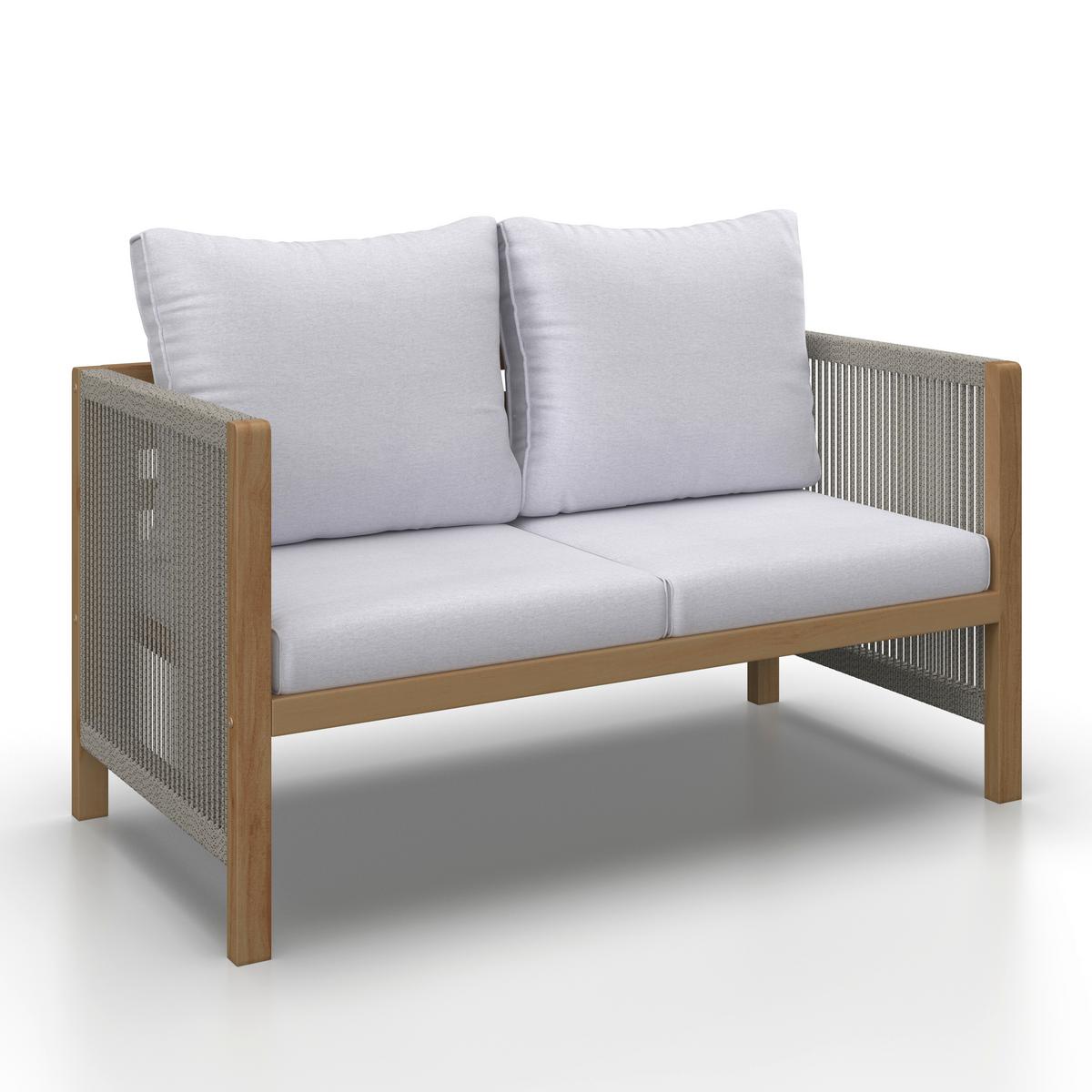 Loungegarnitur Effie Hellgrau Holz/Textil - Hellgrau, Modern, Holz/Kunststoff (124/64,5/63,5cm) - Bessagi Garden