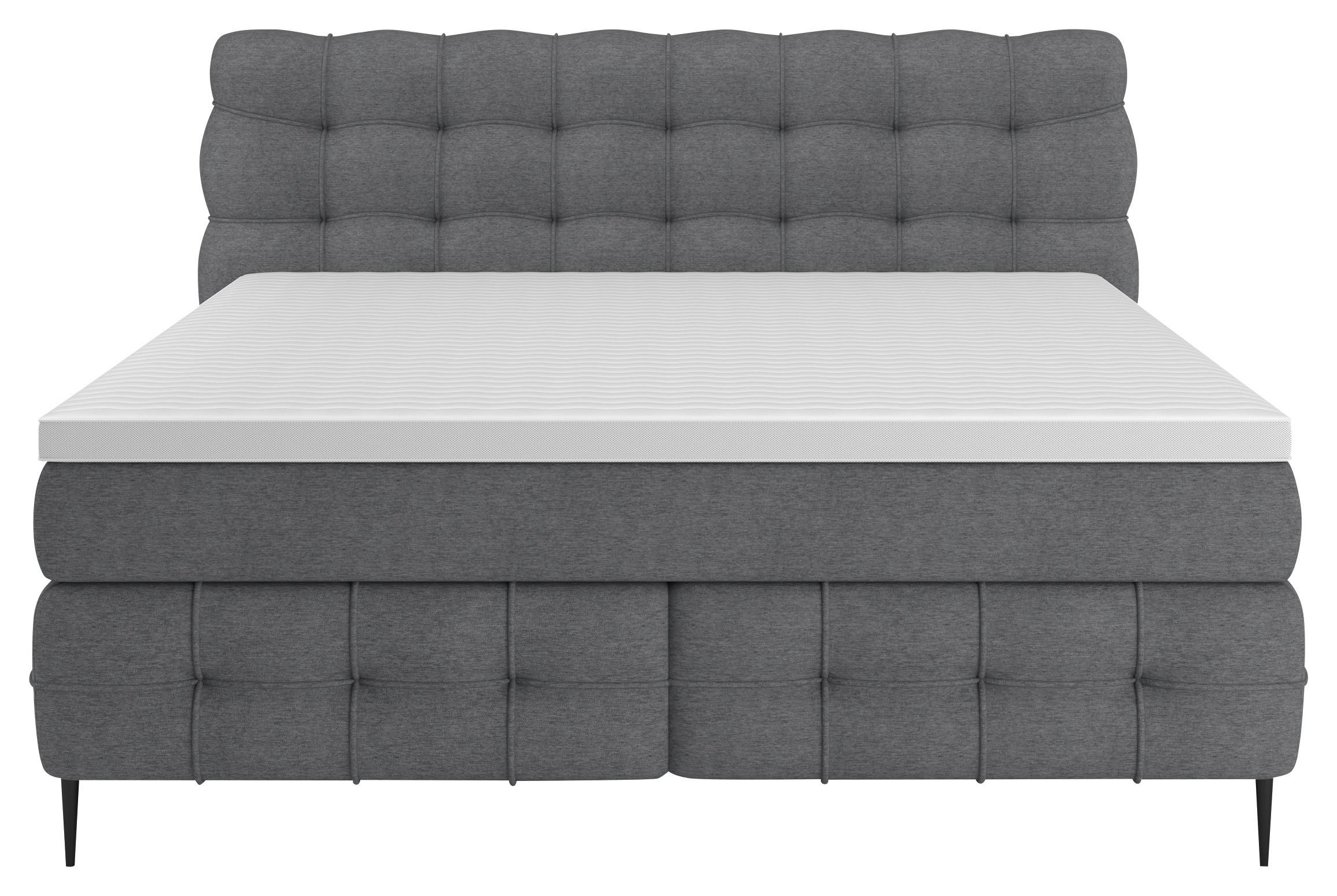 Boxspring Krevet Scarlett - siva/crna, Konvencionalno, drvni materijal/drvo (180/200cm) - Premium Living