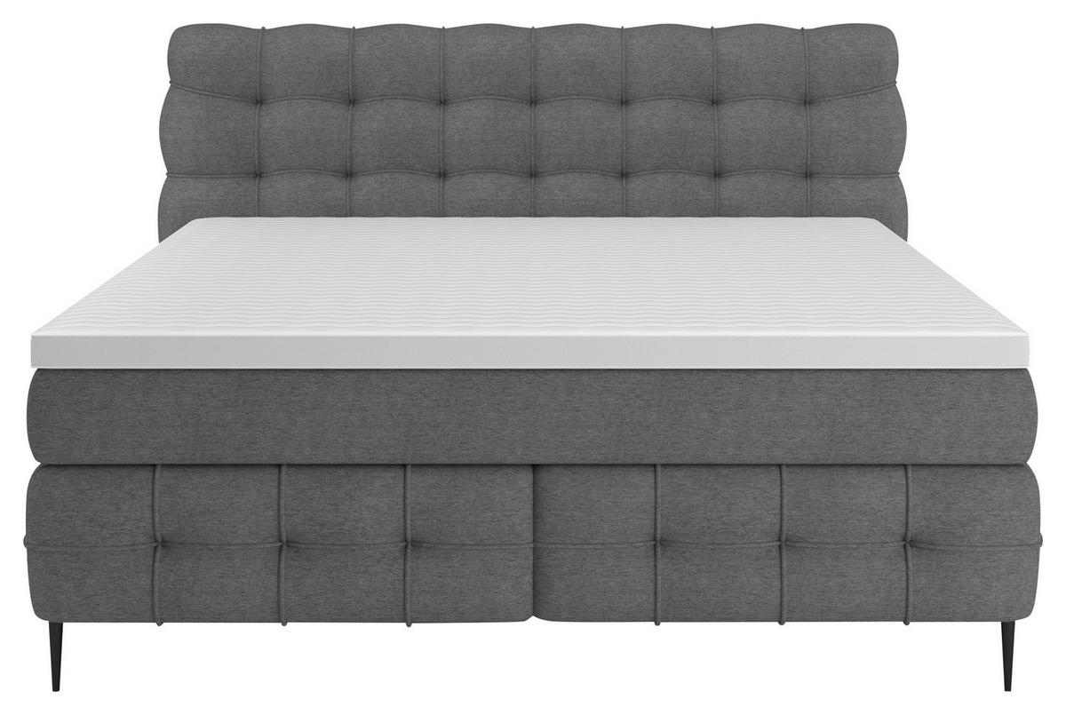 Boxspring Krevet Scarlett - siva/crna, Konvencionalno, drvni materijal/drvo (160/200cm) - Premium Living