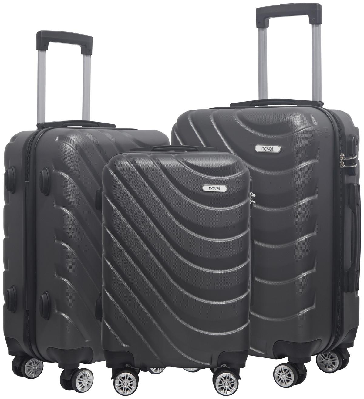 ZESTAW WALIZEK PODRÓŻNYCH LTS-D06.84.3 - ciemnoszary, Konventionell, tworzywo sztuczne/metal - Novel