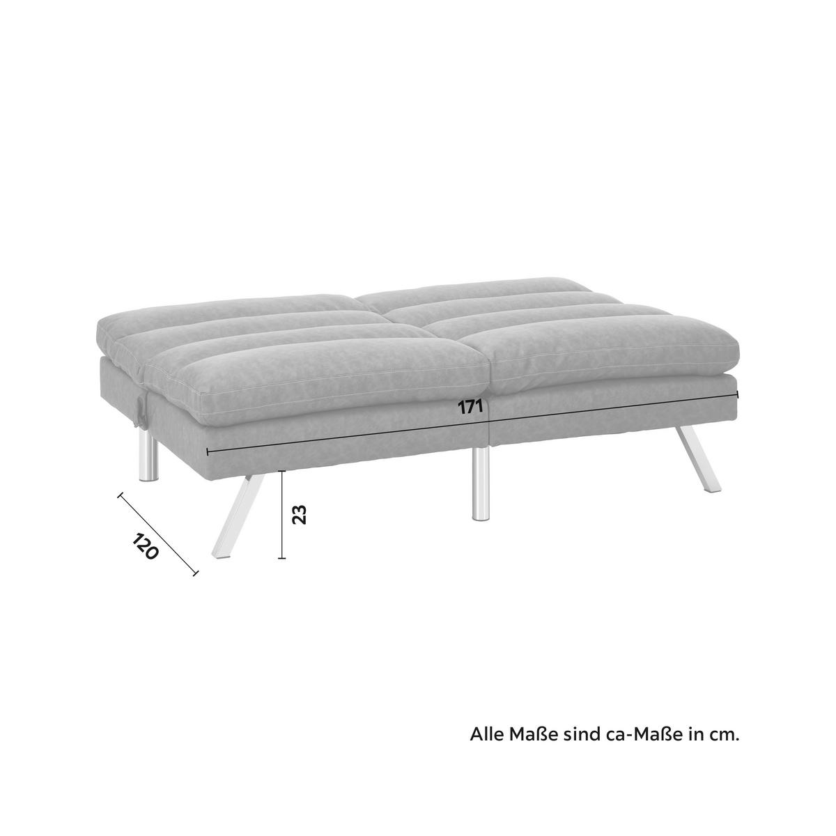 Schlafsofa Lia Dunkelgrau Lederlook - Chromfarben/Dunkelgrau, MODERN, Holz/Textil (171/112/53cm) - Bessagi Home