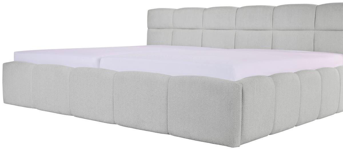 Polsterbett Ascona Hellgrau ca. 240x200cm - Hellgrau/Schwarz, KONVENTIONELL, Kunststoff/Textil (240/200cm) - Based