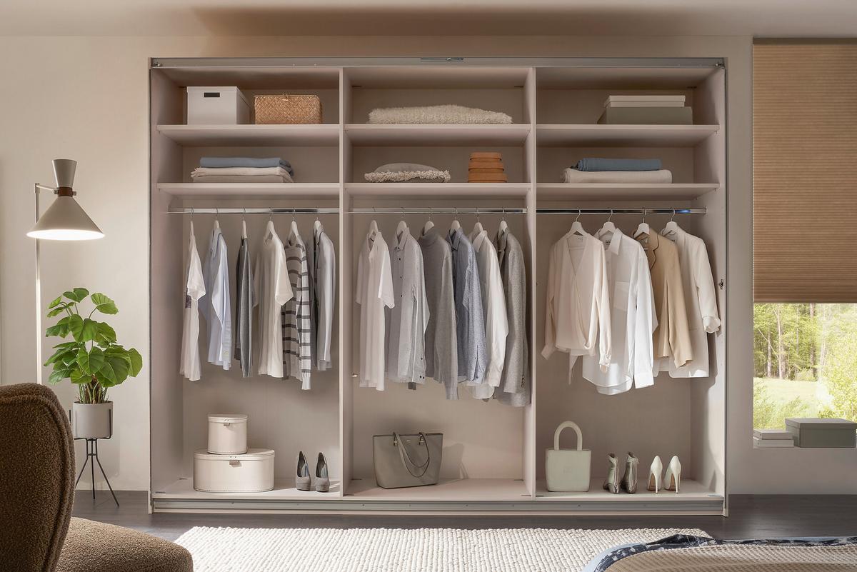 Schwebetürenschrank Lumos Sandfarben - Sandfarben/Alufarben, Konventionell, Glas/Holzwerkstoff (298/222/68cm) - Based